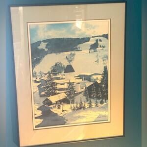 Linda Roberts 1978 Signed Vail Village Print Framed Limited Edition Vintage